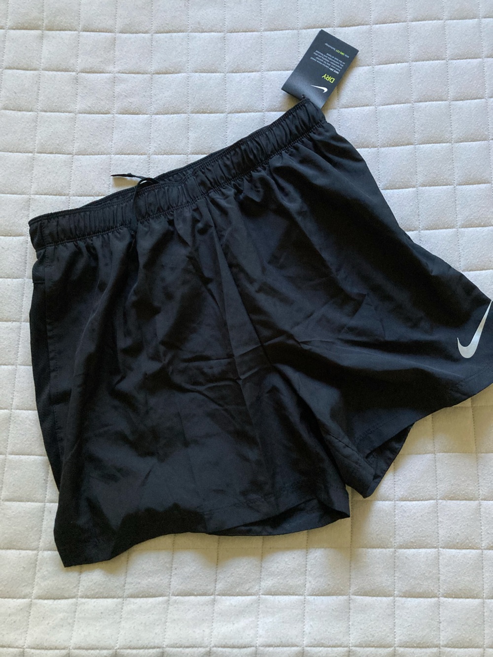 Nike Black Men’s Athletic Running Shorts with White Swoosh